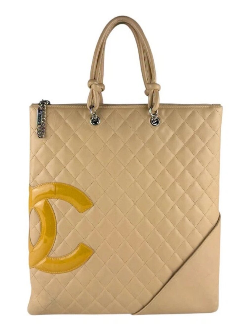 CHANEL Cambon Handbag Beige Leather -